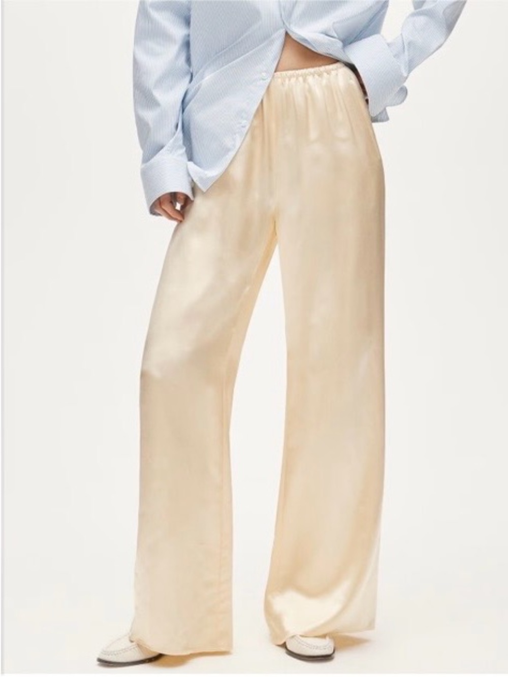 J. Crew Luster Charmeuse Cosmo Pants Candlelight Cream